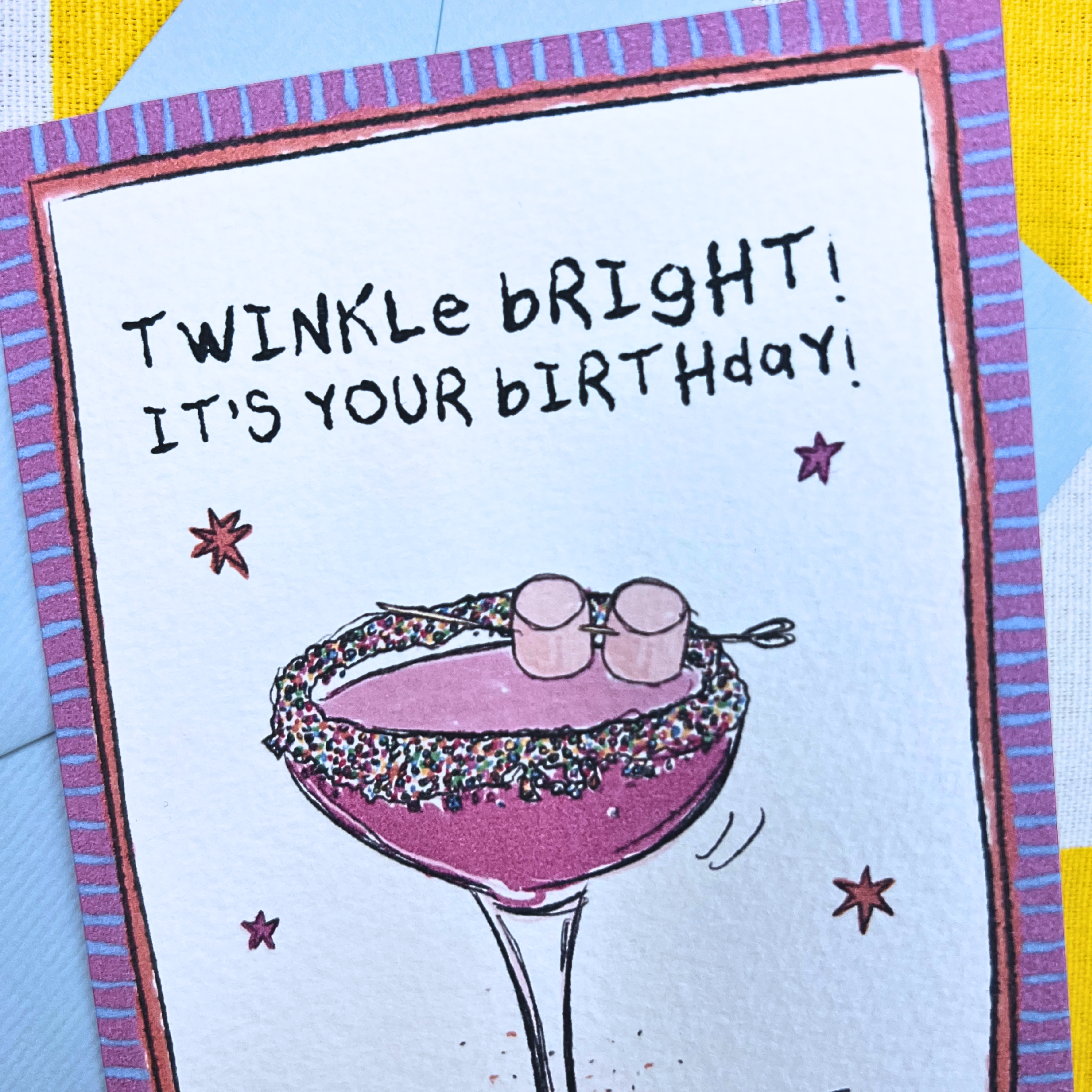 100s and 1000s martini birthday card