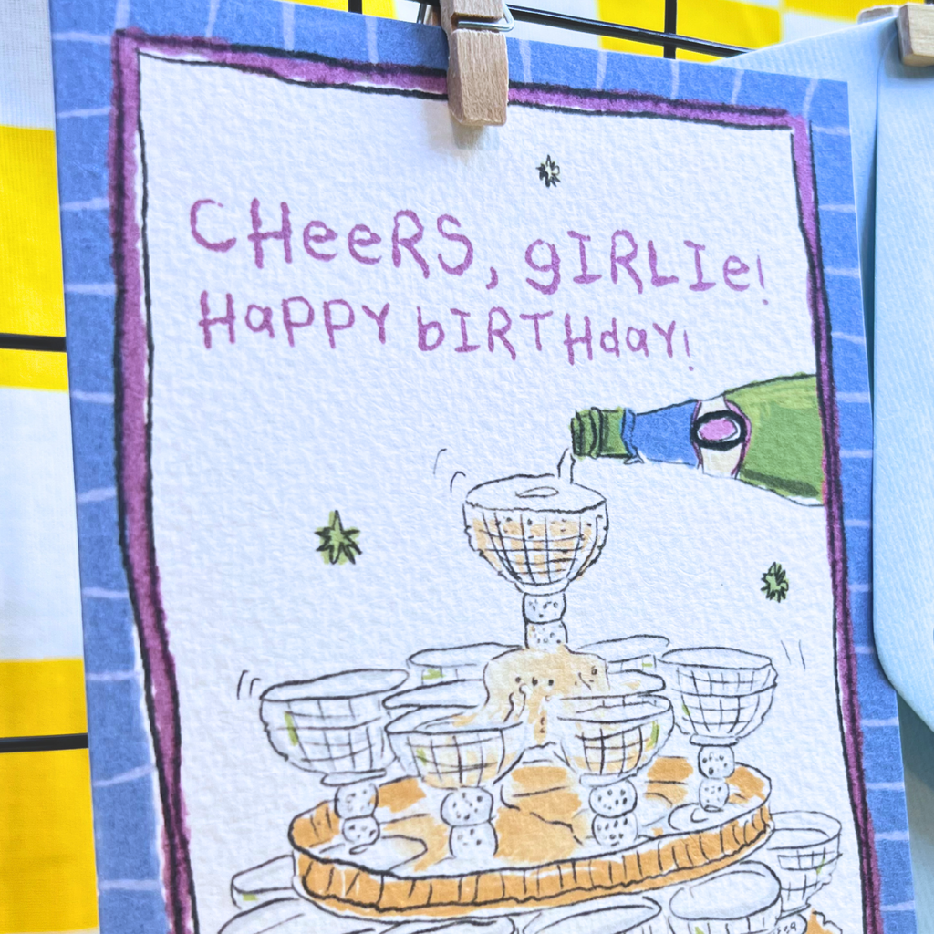 champagne tower birthday card