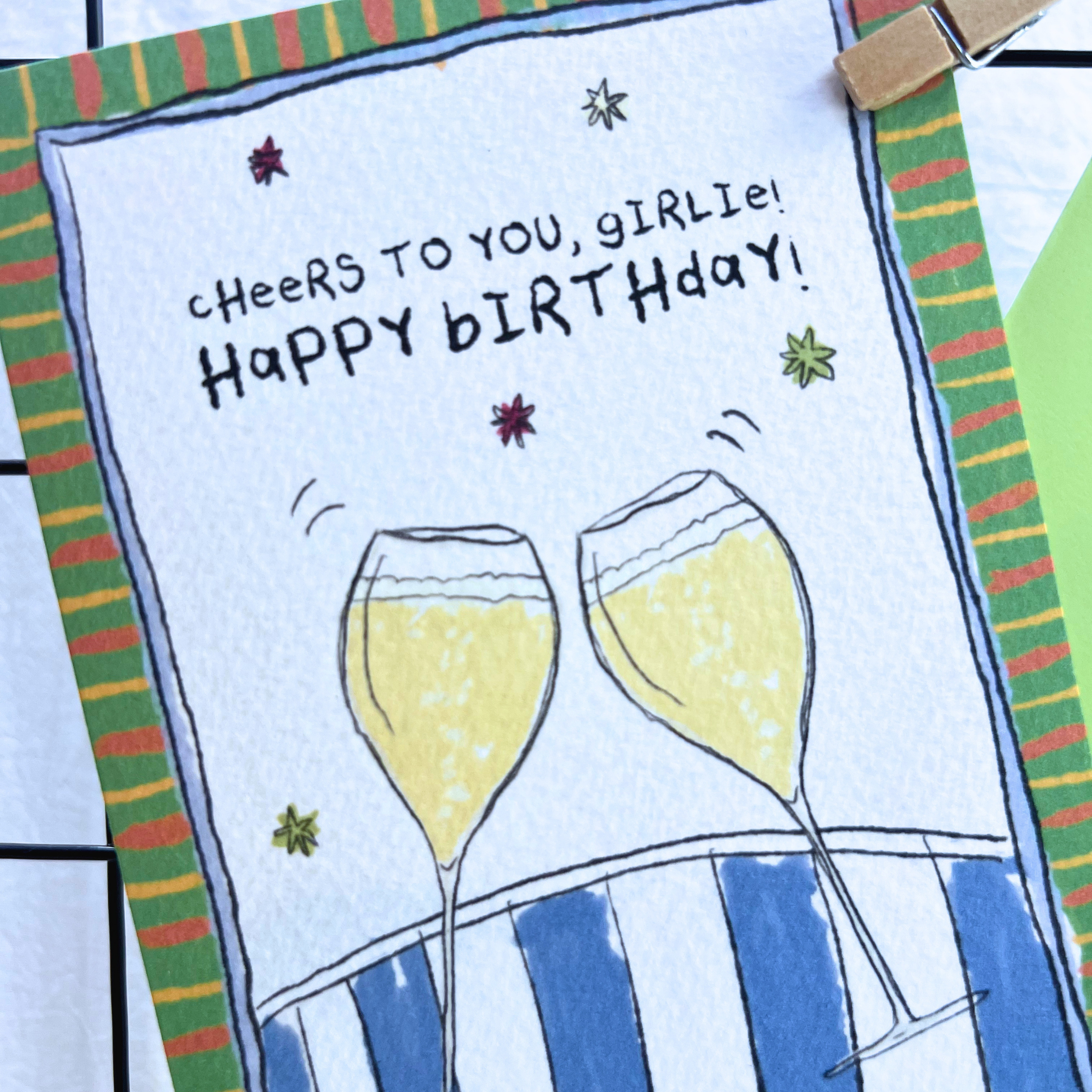 champagne birthday card