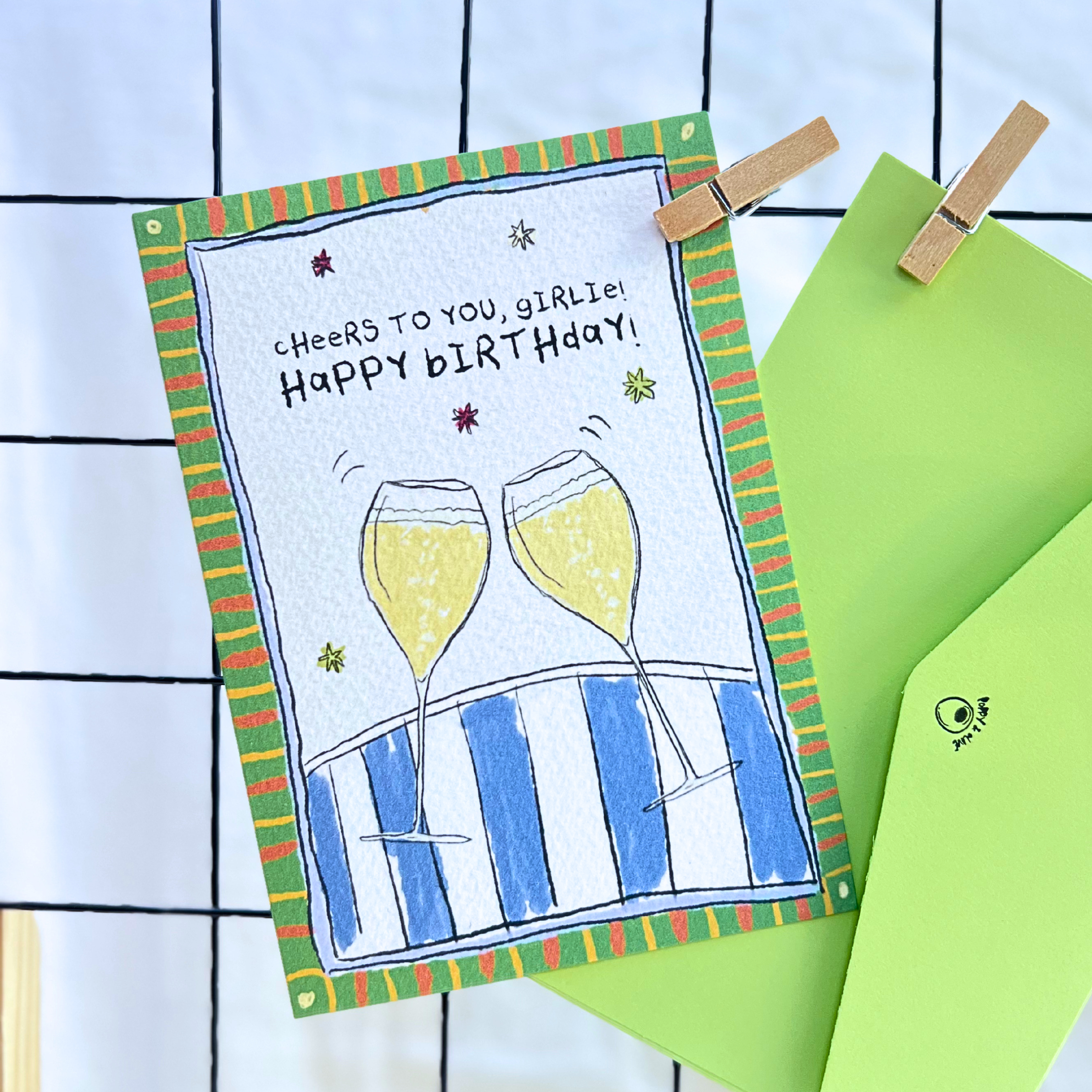 champagne birthday card