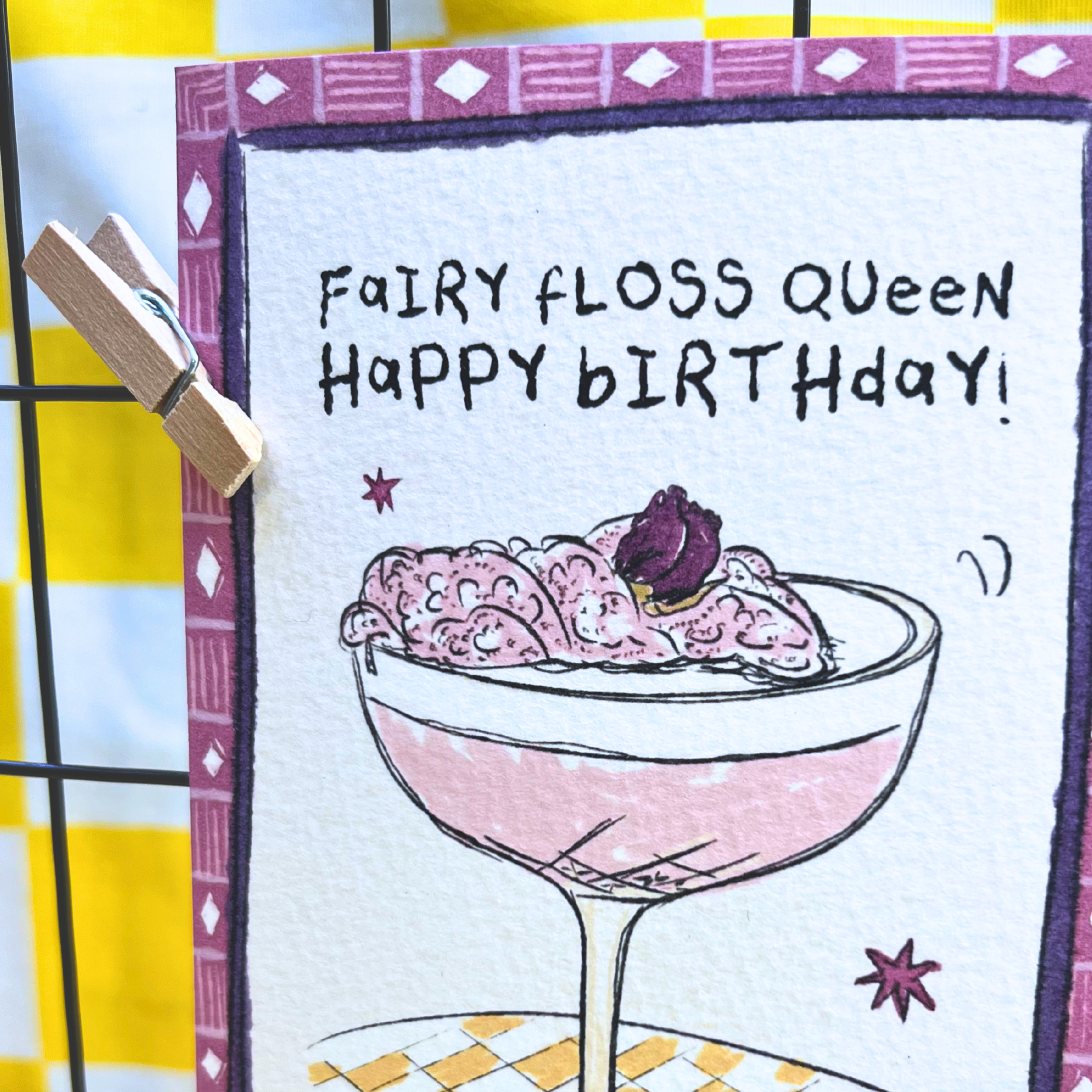 fairy floss martini birthday card