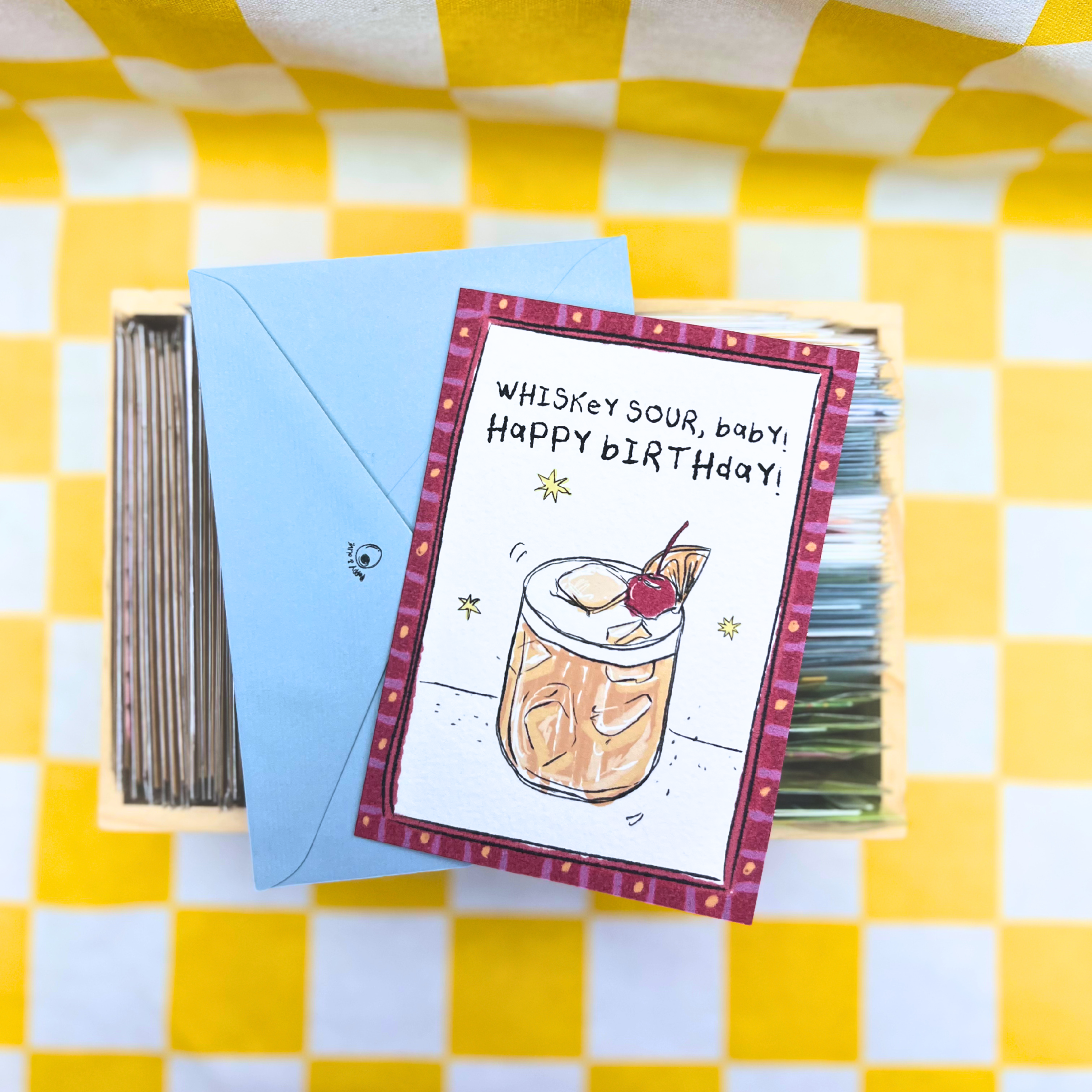 whiskey sour birthday card